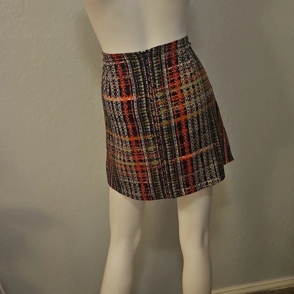 CABI Multicolor Patterned Tie Waist Wrap Skorts